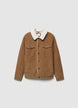 Padded corduroy jacket with teddy collar - S