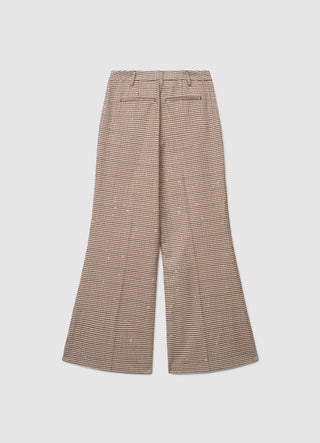 Pantaloni palazzo a quadri con paillettes