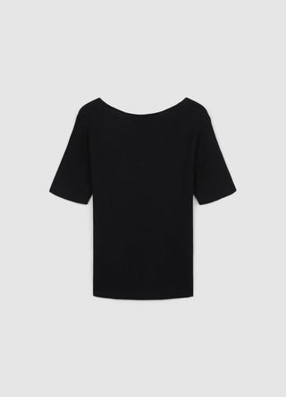 T-Shirt mit V-Ausschnitt und Rippstrick