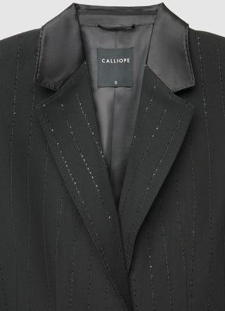 Veste blazer croisée à rayures avec sequins