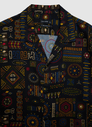 Camicia bowling con stampa etnica