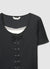 T-shirt with front tie and lace insert