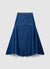 Gonna lunga svasata in denim con impunture
