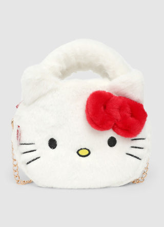 Borsa a mano Hello Kitty effetto pelo con catena