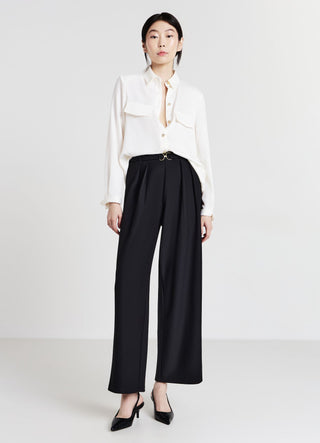 Palazzo trousers with decorative belt