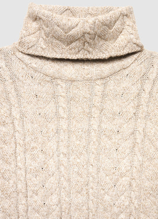 Robe en maille col roulé avec motif torsadé