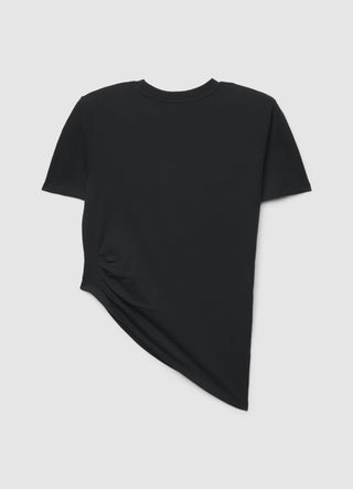 T-shirt with side ruching and asymmetric hem