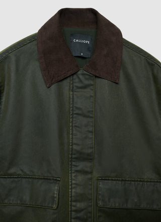 Waxed jacket with contrasting collar