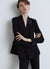 Doppelreihige Jacke aus Satinimitat mit Revers aus Satin
