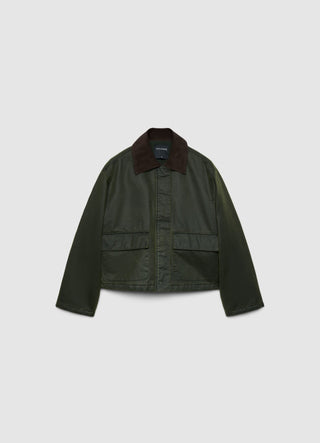 Waxed jacket with contrasting collar