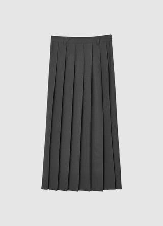 Long pleated skirt with slit