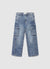 Long denim cargo jeans