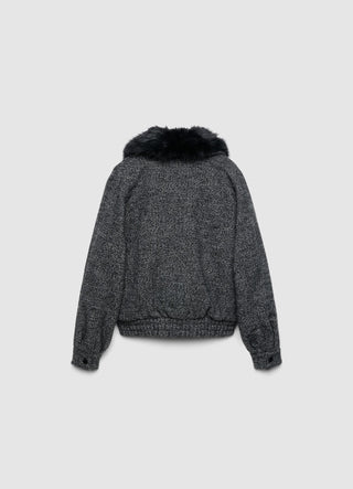 Kurze Jacke mit Fellkragenoptik