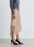 Gonna midi asimmetrica effetto satin con pizzo