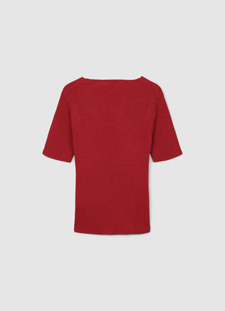Ribbed V-neck T-shirt