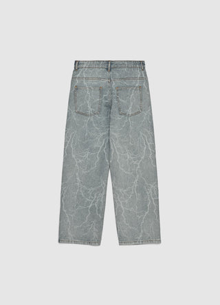 Wide leg jeans with all-over print