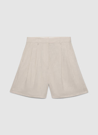Plain-colour linen Bermuda shorts