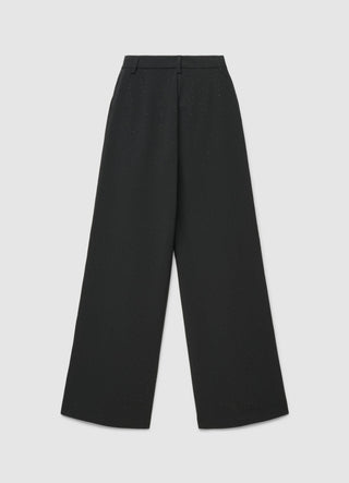 Pantaloni palazzo con strass allover