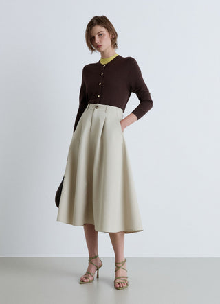 Crew neck cardigan with buttons