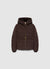 Short padded jacket with hood and belt