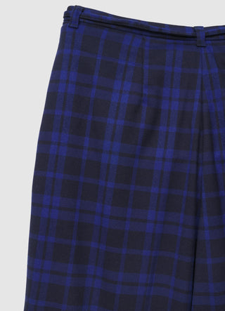 Straight trousers with a drawstring in check pattern