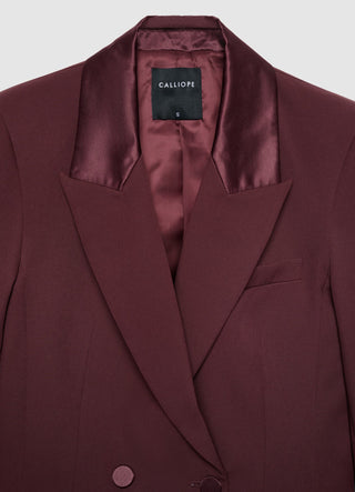 Giacca doppiopetto simil satin con revers in raso