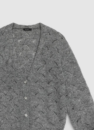 Cardigan traforato con bottoni effetto luccicante