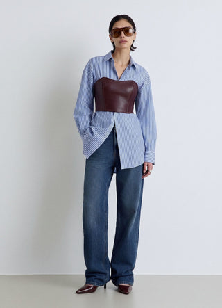 Strapless bustier top with zip closure