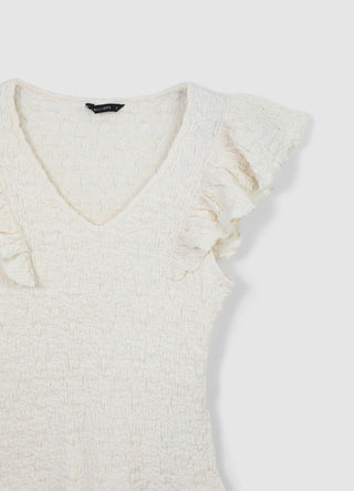 T-shirt volant tessuto bubble