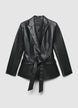 Leather-effect jacket with sash belt - L
