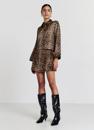 Hosenrock aus Satinimitat mit Animal-Print