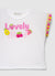 T-shirt con stampa e applicazioni crochet