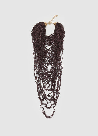 Multilayer necklace with beads