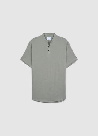Embossed fabric button-down shirt