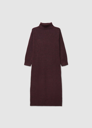 Long solid-colour turtleneck dress