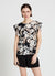 Blusa con stampa floreale e maniche con rouches