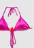 Triangle bikini bra with knots and floral appliqué