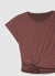 T-shirt con arricciatura e applicazione floreale