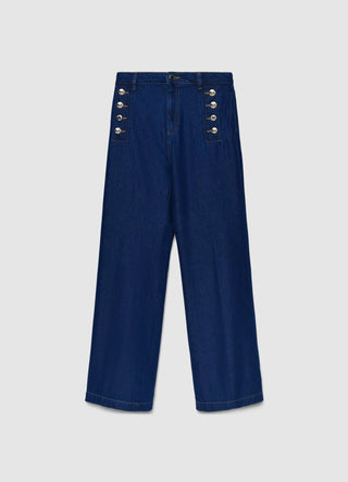 Jeans palazzo visokog struka s gumbima