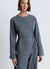 Blusa girocollo con laccio in vita