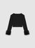Cardigan crop con polsini in finto pelo