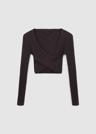 Cross-over ribbed jumper