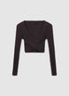 Maglia incrociata a costine - S
