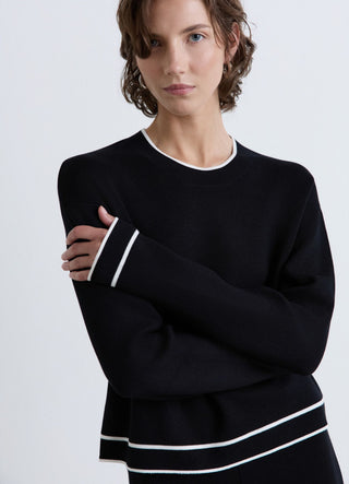 Maglia girocollo con profili a contrasto