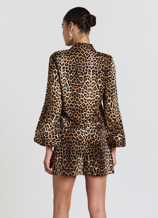 Hosenrock aus Satinimitat mit Animal-Print