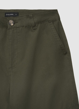 Pantaloni cargo dritti con fondo elasticizzato