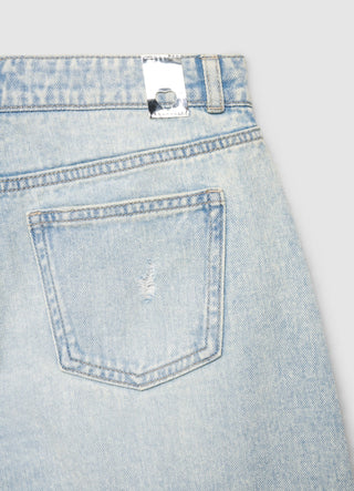 Jeans crop wide leg con catene di strass