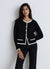 Cardigan con profili a contrasto e bottoni gioiello