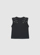 Top girocollo con applicazioni strass - S