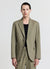 Linen-blend single-breasted jacket